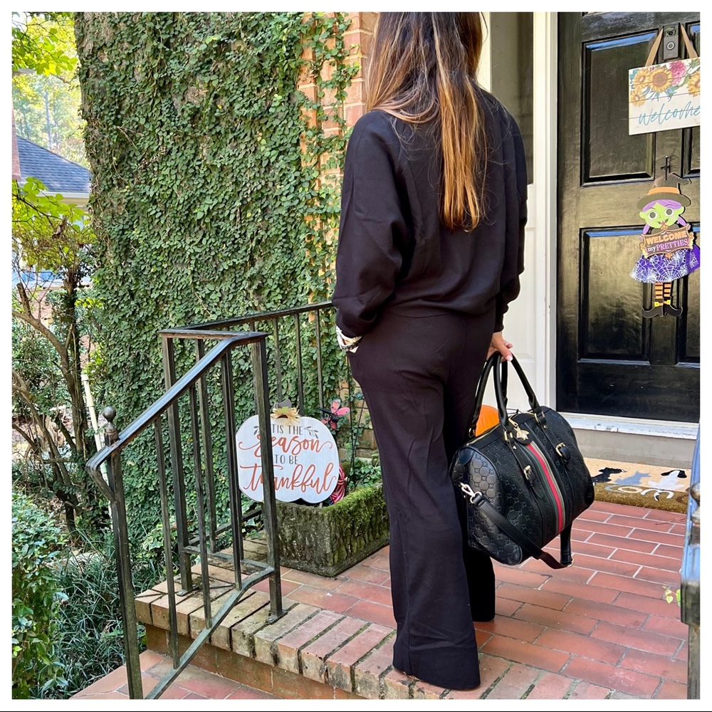 ✨LAST ONE✨Black 100% cotton chic 2 Piece Top and Wide leg pants set - Picture 6 of 6